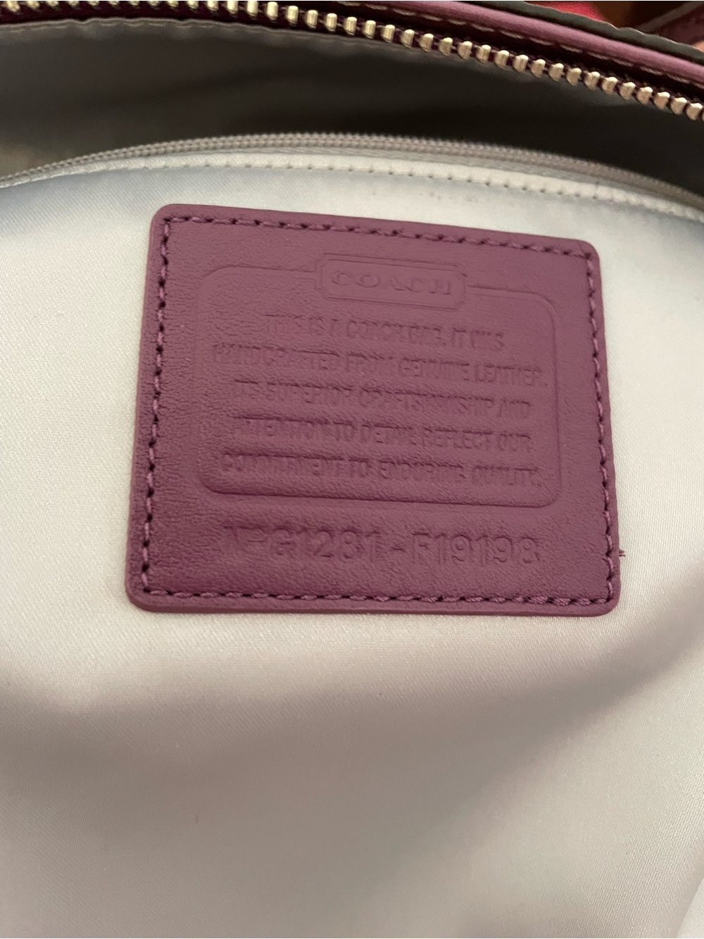 Coach Signature Stripe Stitched Patent Leather Tote (Style F19198) MSRP $328 - Picture 3 of 9